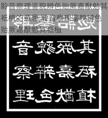 聆音察理鉴貌辨色贻厥嘉猷勉其祗植的意思,聆音察理鉴貌辨色贻厥嘉猷勉其祗植