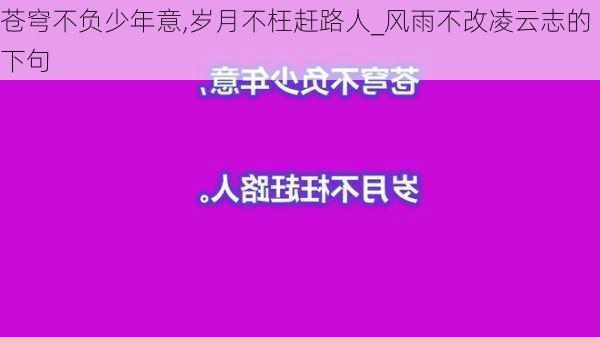 苍穹不负少年意,岁月不枉赶路人_风雨不改凌云志的下句