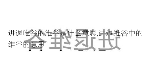 进退唯谷的维谷是什么意思,进退维谷中的维谷的意思