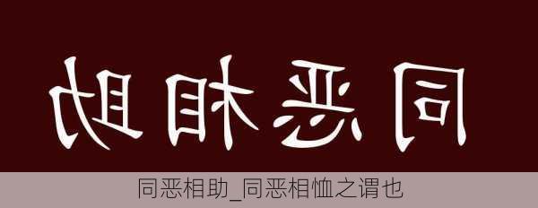 同恶相助_同恶相恤之谓也