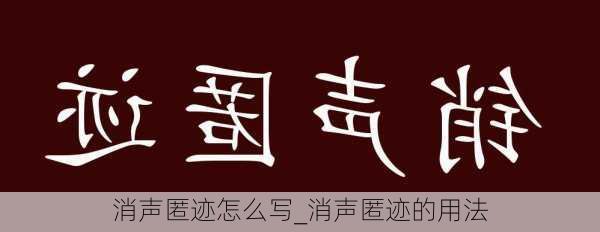 消声匿迹怎么写_消声匿迹的用法