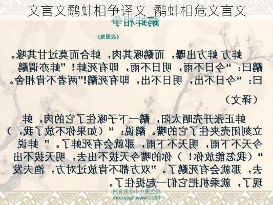 文言文鹬蚌相争译文_鹬蚌相危文言文