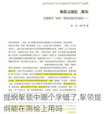 提纲挈领中哪个字错了,挈领提纲能在测绘上用吗