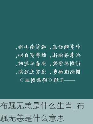 布颿无恙是什么生肖_布颿无恙是什么意思