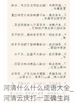 河清什么什么成语大全_河清云庆打一正确生肖