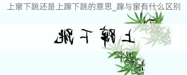 上窜下跳还是上蹿下跳的意思_蹿与窜有什么区别