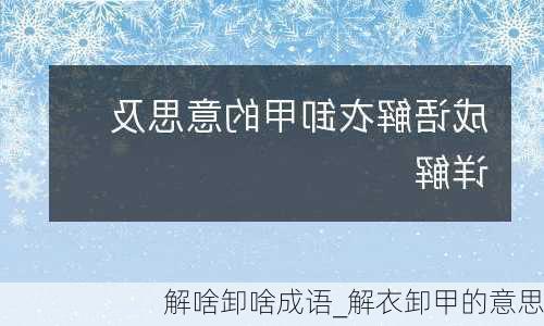 解啥卸啥成语_解衣卸甲的意思