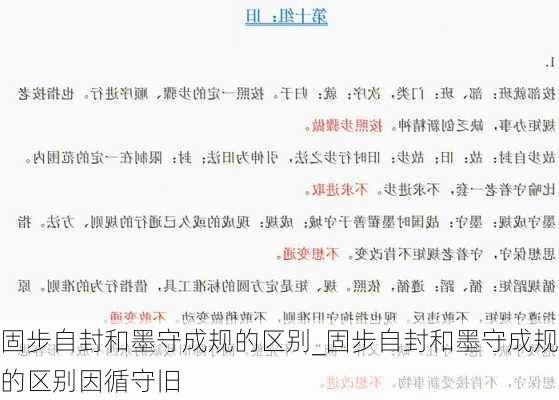 固步自封和墨守成规的区别_固步自封和墨守成规的区别因循守旧