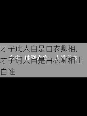 才子此人自是白衣卿相,才子词人自是白衣卿相出自谁