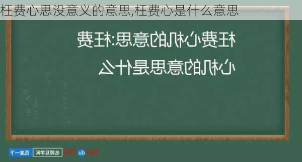 枉费心思没意义的意思,枉费心是什么意思