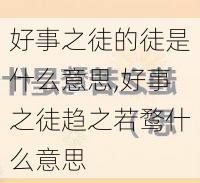 好事之徒的徒是什么意思,好事之徒趋之若鹜什么意思