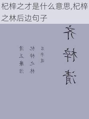 杞梓之才是什么意思,杞梓之林后边句子